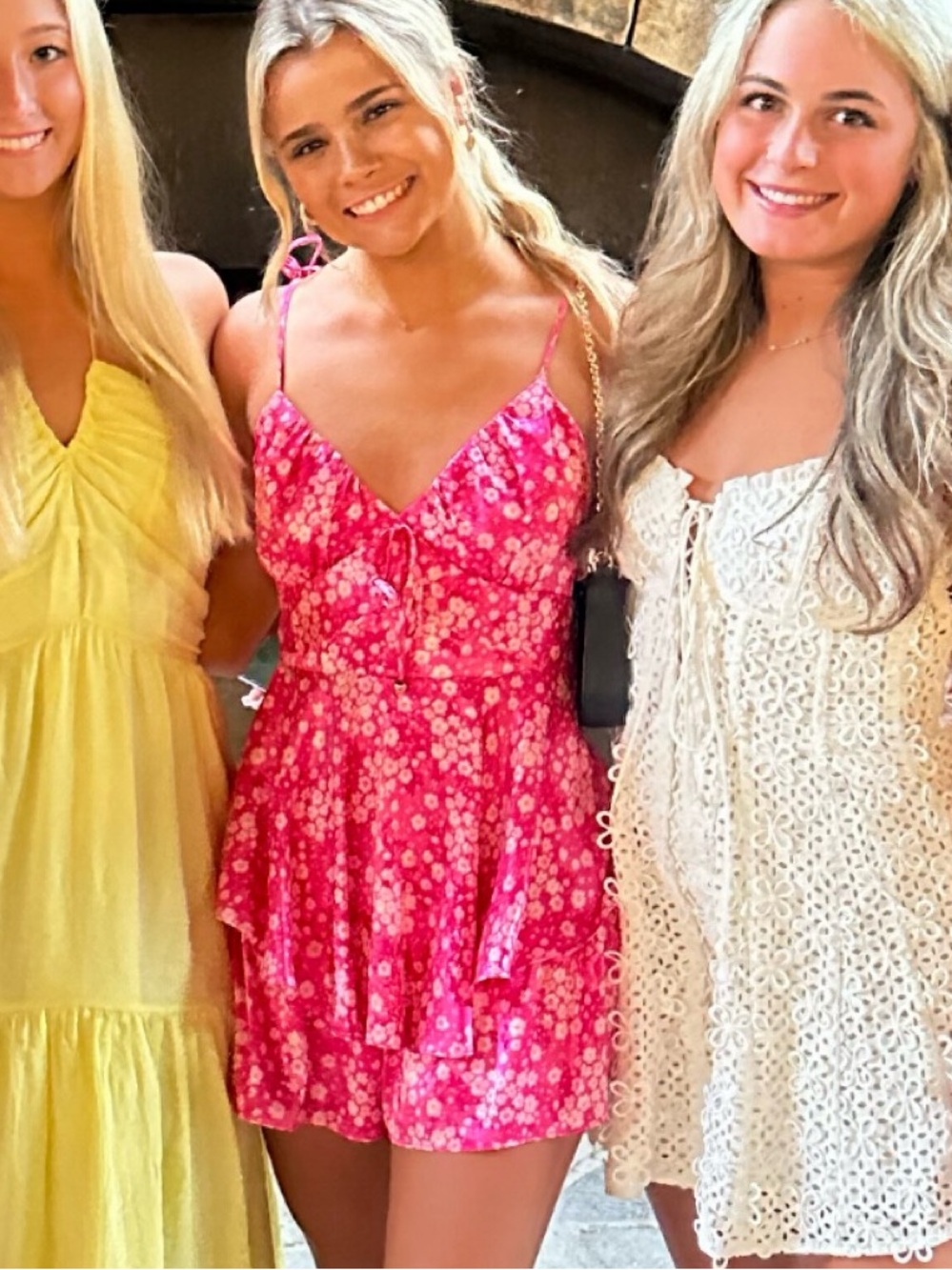 Crystal Doll Hot Pink Floral Satin Romper